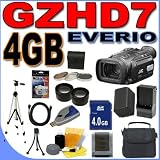 JVC Everio GZ-HD7 60GB Hard Drive HDD 3CCD Camcorder with 10x Optical Zoom PLUS 4GB SDHC Memory Card - Extra Rechargeable Battery - Rapid External Charger - 3 Piece Filter Kit - 0.45x Wide Angle & 2x Telephoto Lenses - Full Size Tripod - GZHD7 BigVALUEInc Accessory Saver Bundle + MORE