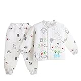 【SEBLES】ベビー服 新生児 乳児 あったか パジャマ コットン 上下 3色 3サイズ(70-75cm,ブルー)