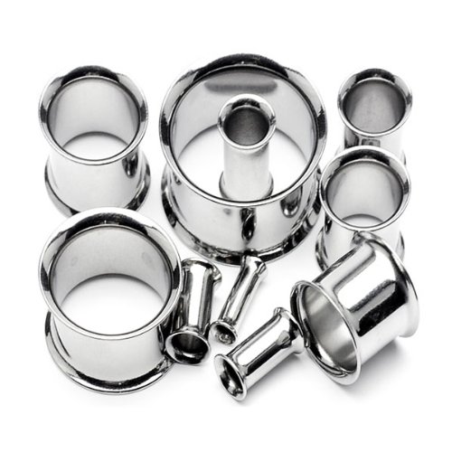 BodyJ4You Tunnels Plugs Surgical Steel Double Flared Flesh Tunnels 2 Pieces from 10 Gauge - 22mm