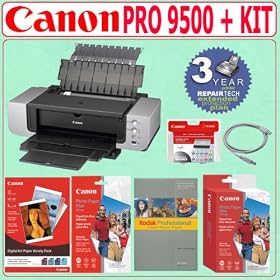 Canon Pixma Pro 9500 Printer + Deluxe Accessory Kit w 3 Year Extended Warranty by Canon