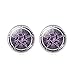 Womens Purple Moon Cluster Earrings Unique Design Pentacle Gem Stud Earrings Holiday Gift