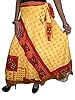 Beach Wrap Skirt Silk Sari Floral Print Reversible Yellow Red Wrap Around Skirt