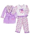 Baby Buns Girls Ballet Slippers Pajama Set with Bathrobe (Sizes 12M  24M)