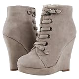 51AtUzDgsdL. SL160  Gabriel1 Lace Up Wedge Ankle Boots NUDE