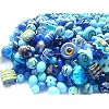Blue ASSORTED FANCY BEAD MIX Lampwork Crystal Czech Glass Lucite Acrylic Wood Metal