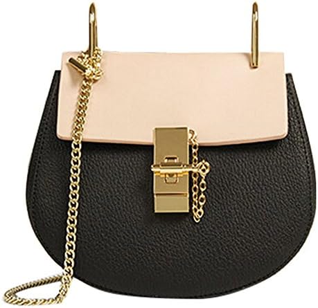 GEMATE Women's Black and Pink Genuine Leather Handbag