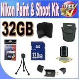 Nikon Point & Shoot Accessory Saver Bundle! (32GB SDHC Memory + USB Card Reader + Memory Card Wallet + Deluxe Camera Case w/Strap + Lcd Screen Protectors + Mini Tripod + Accessory Saver Bundle!)