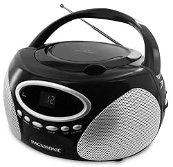 Magnasonic MAG-MA173K Portable Stereo CD Player Boombox with LED Display, AM/FM Radio & 3.5mm MP3 Auxiliary Input Jack