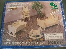 Dolls House Furniture Kit Kids Bedroom Set (4 pcs)