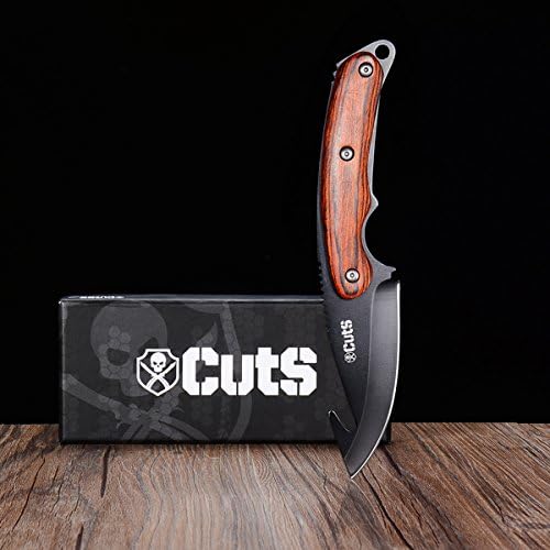 CutS Gut Knife Fixed Blade Tactical Hunting Hook Knife Dull For CS Classic Collection (Black Night)