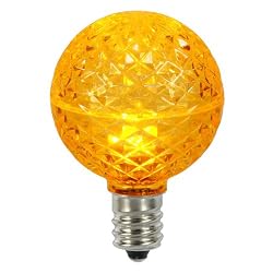 Pack of 12 LED G40 Yellow Replacement Christmas Light Bulbs - E17 Base