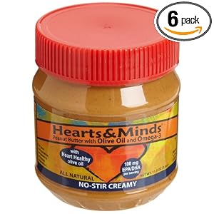 Hearts&Minds No-Stir Creamy Peanut Butter with Olive Oil and Omega-3, 11.3-Ounce Plastic... by Hearts&Minds