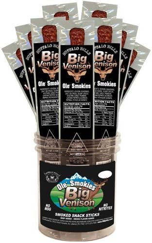 Buffalo Bills Big Venison Individually Wrapped 1.5oz Ole' Smokies (16 venison sticks per tub)