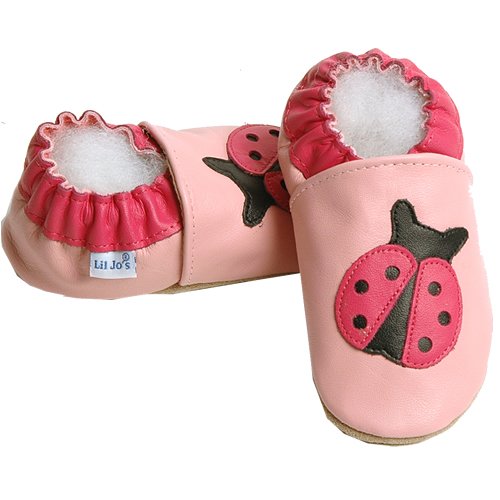 Pink Ladybug Leather Bootie, 6-12 months