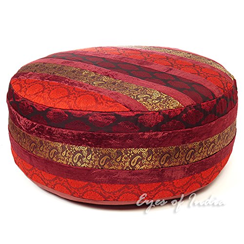 Hot Hot Hot Sale 24 Burgundy Velvet Indian Round Pouffe Ottoman