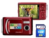 SVP Xthinn-8061 Red 12MP Max 2.8-inch LCD Slim Digital Camera with rechargeable battery + FREE SVP 1GB High Speed SD Memory Card