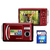SVPXthinn-8061Red12MPMax2.8-inchLCDSlimDigitalCamerawithrechargeablebattery+FREESVP1GBHighSpeedSDMemoryCard