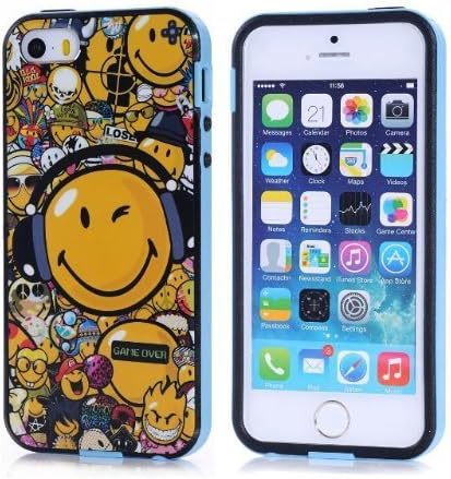 Incore Apple iPhone 5S 5 (Game over) Soft Drawing Pattern Bumper Clear Protective Case Cover with Incore(TM) Wristband ,Screen Protector and Cleaning Cloth