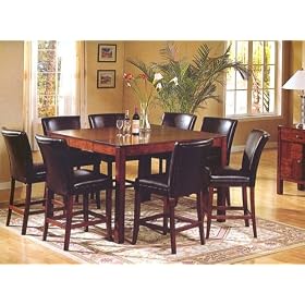7pc Achillea Counter Height Pub Dining Table and Parson Barstools Set by visiondecor Furniture
