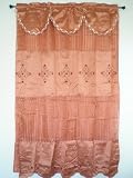 Bamboo Nod and Sheer Embrodiery Window Curtain / Panel / Drape with Valance and Sheer Lining