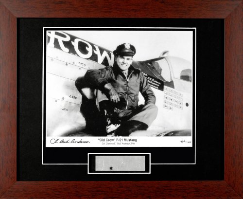 Century Collection Bud Anderson Old Crow Autographed Framed Photograph with Metal Relic