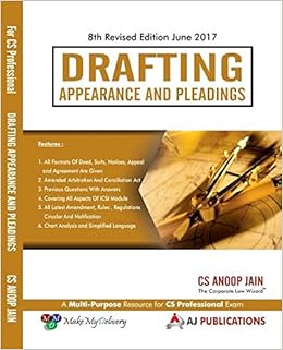 Drafting Appearance and Pleadings for CS Professional June 2017 