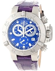 Invicta Womens 11625 Subaqua Chronograph Blue Dial Purple Leather Watch