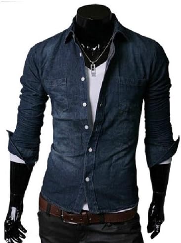 Men's Fashion Slim-fit Jean Shirt Long Sleeve Two Colors Available N02