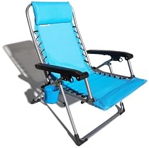 Strathwood Multi-Position Beach and Pool Lounge Chair, Caribbean Blue with Silver Frame