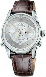 Oris Artelier Worldtimer Brown Calf Skin Automatic Mens Watch 690-7581-4051LS