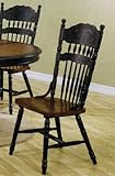 Set of 2 Dining Chairs with Double Press Back in Black and Oak Finish