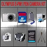 Olympus PEN E-PM1 Digital Camera (Silver) W/14-42mm Lens + Huge Accessories ....