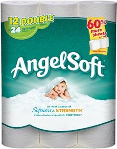 Angel Soft Double Roll Toilet Tissue, White, 12 ct