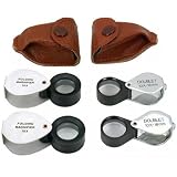 4 10x Round Loupes Jewelers Folding Magnifier Opti Tool