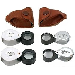 4 10x Round Loupes Jewelers Folding Magnifier Opti Tool