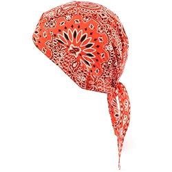 Mens Paisley Fitted Bandana Durag Headwrap Scarf Red