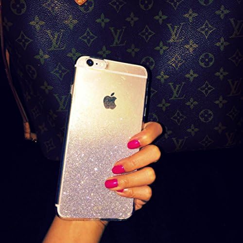 Silver Ombre Glitter Iphone 5 S 6 Plus Samsung Galaxy S5 S6 Transparent Clear (Silver iPhone 6 Plus)