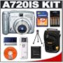 Canon PowerShot A720 IS 8.0 Megapixel Compact Digital Camera with 6x Optical Zoom + Transcend 2GB SecureDigital (SD) Card + High Speed USB 2.0 SecureDigital (SD) Card Reader + (4) - 2700mAh AA NiMH Rechargeable Batteries w/5 Hour 110-220v Charger + Digital Camera Case
