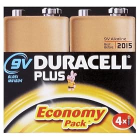Duracell Plus MN1604 Alkaline 9 V Batteries - 4-Pack