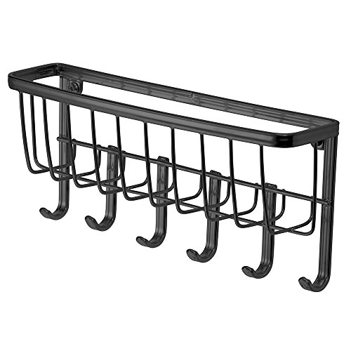 InterDesign York Lyra Wall Mount Mail and Key Rack Holder, Matte Black ...