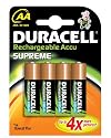 Duracell Rechargeable Accu Supreme 2450 mAh AA Batteries - 4-Pack