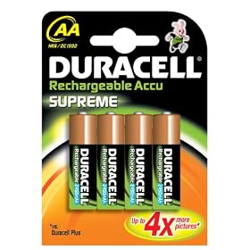 Duracell Rechargeable Accu Supreme 2450 mAh AA Batteries - 4-Pack