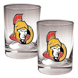 Ottawa Senators NHL 2pc Rocks Glass Set - Primary Logo by Great American Products
