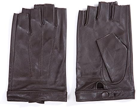 Women Sexy 4 Colors Fingerless Leather Gloves NMG504 (M, Brown)
