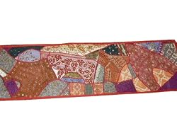 Red Orange Decorative Wall Hanging Beaded Art Unique Decor Tapestry Table Runner 60 X 20 Inch Free Shipping