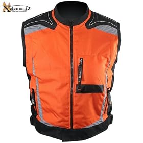 Xelement Unisex Cordura Negroid and Orange Motorcycle Vest with Reflective Bands - Size : Large