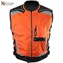 Xelement Unisex Tri-Tex� Fabric Black and Orange Motorcycle Vest with Reflective Bands - Size : Medium