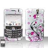 Pink Flower Black Vine Blackberry 8300 8310 8320 8330 Curve Snap on Cell Phone Case