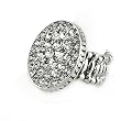 Silvertone Oval Crystal Stretch Fashion Ring