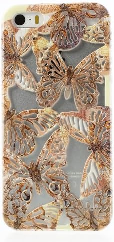 XAiOX Apple iPhone 5 5S Hollow Out Butterflies Gel Case Cover (Beige/Multiple Color)
